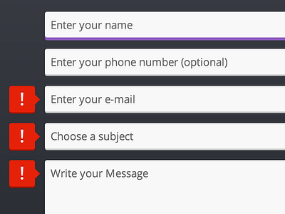 Contact Form contact form css3 error hover input placeholder select