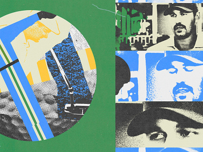 281 blue collage editorial editorial illustration golf green illustration lo fi print yellow