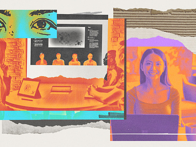 286 collage conference call editorial illustration illustration lo-fi meetings torn paper video video conference