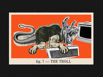 Google News Initiative | Newsroom Dictionary | «Trolls» animal beast collage cutout editorial illustration illustration internet internet troll social media troll trolls