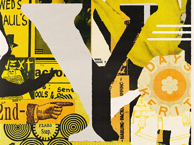 Y i s for Yellow collage editorial illustration illustration lettering lo fi poster print type typography vintage yellow