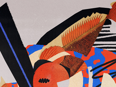screenshot 2019.06.18 black blue collage cutout fish illustration layers lo fi orange print torn vintage