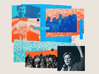 183 bernie sanders collage democrat editorial illustration election elizabeth warren illustration politics presidential election trump