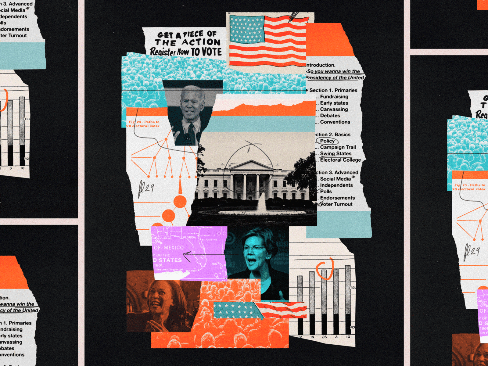 184 collage editorial illustration illustration lo fi nyt politics presidential election primaries print sunday review united states