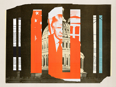 185 blue capitol collage congress editorial illustration hill illustration impeachment politcs red trump usa washington