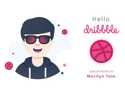 Hello Dribbble, I'm Here!!! cool design dude first shot flat hello illustration ui vector