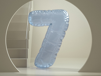 Inflate - Number 07 3d design illustration inflatable number