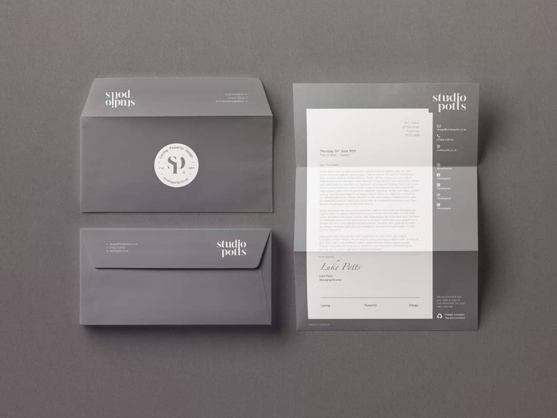 Studio Potts: Letterhead & Envelope Design typography type studio logo designer logo design logo graphic design design branding brand strategy brand identity brand