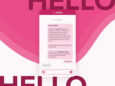 Hello Dribbble app chat app design figma first shot flat minimal ui web