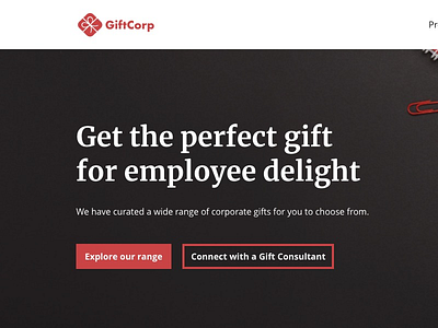 Corporate Gifting site mockup concept