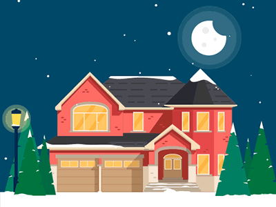White Christmas animation christmas first gif holiday house night snow winter
