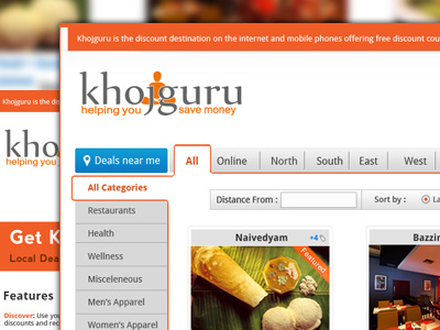 Khojguru's new interface deals ecommerce homepage khojguru redesign website
