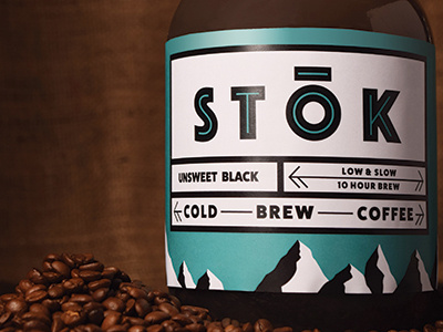 Stok Cold Brew Label bottle brew coffee cold design growler illustrator label mountains simple