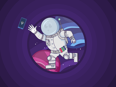 The Longest Commute - Lost WiFi (1/3) adobe adobe draw adobe sketch astronaut cartoon character commute icon illustration space vector