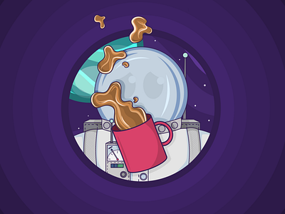 The Longest Commute - Spilt Coffee (2/3) adobe adobe draw adobe sketch astro astronaut cartoon character commute design galaxy icon illustration procreate space vector