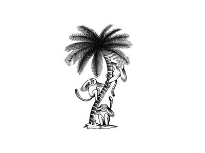 3 Wise Monkeys animals blackandwhite design illustration monkeys nature palmtree