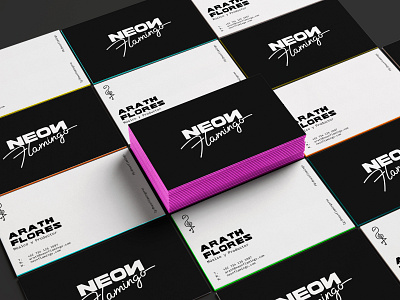 Neon Flamingo Business Cards branding business colors design music neon