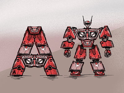 Typeformers A for 36 days of type 07 36daysoftype 36daysoftype07 alphabet art graphic design illustration letter a lettering procreate robots type typography
