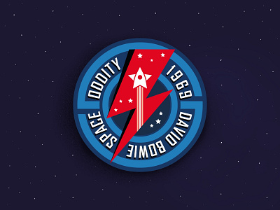 space oddity mission patch artwork design dribbble dribbbleweeklywarmup flat design illustration patch rebound space weekly warm up
