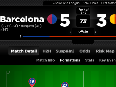 Match Center soccer sport statistics stats ui