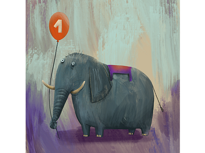 Elephant in purple digital painting elephant illustration kids illustration oil brushes procreateapp