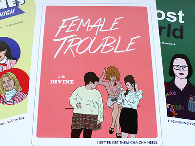 Female Trouble Poster adobe illustrator design divine female trouble illustration john waters lettering minimal retro typography vector