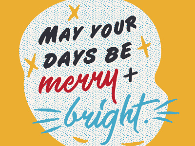 May Your Days Be Merry + Bright adobe illustrator christmas cute merry minimal ornament retro vector