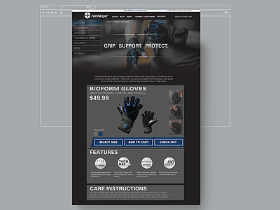 Harbinger Fitness Store Page comp ecommerce ui ux