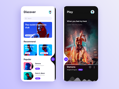 Music App UI Pages app application card clean design documentary graphics homepage interface mobile movie music play purple sketch typography ui ux video white