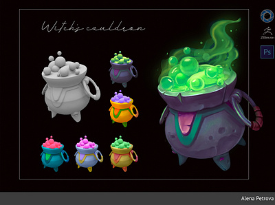 Witch's cauldron 2d art 3d 3d art design game icon logo ui web