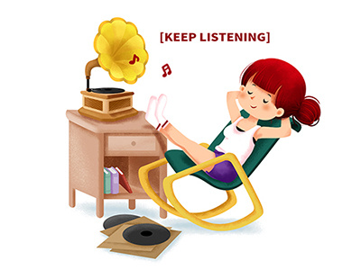 Keep listening comfort girl gramophone listen music