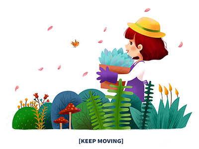 Keep moving bird grass mushroom plant