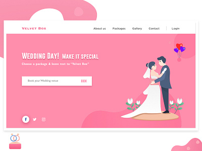Website Header banner bride colors couple groom header illustration landing page marriage pink search bar webpage website website header wedding