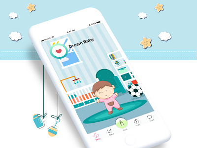 Healthy Baby App article design branding character illustration chat screen colors concept app dashboard game graphs health app icons illustration ios login screen logo meal plan mobile ui onboarding tabbar tracking