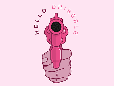 Hello Dribbble creative inspiration debut dribbble invite first shot first shot illustration gun hello dribbble magnum revolver
