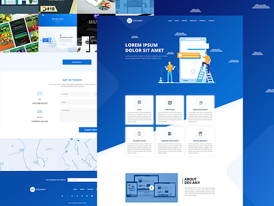 DevAny Landing Page analytics followers hosting isometric marketing monitoring platform product server social ui ux