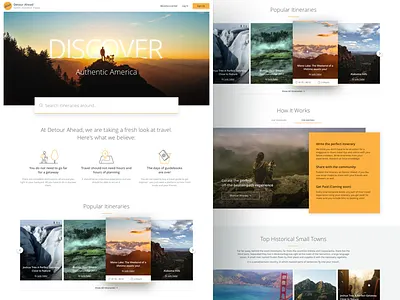 Detour Ahead: Main Page destination discover getaway travel ui ux web