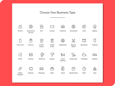 Business Types Icons animation app business cafe icon set icons types web