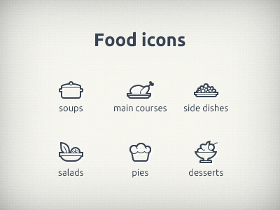 Foodicons food icon eat soup salad pies dessert thin line