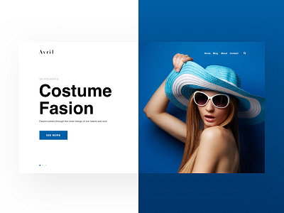 Avril - Fashion Experimental Header Design colour concept creative creative design custom experiment story template ui ux visual web page