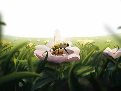 Bee 2d 3d background art bee field flat forest graphic design illustration light logo nature texture vector