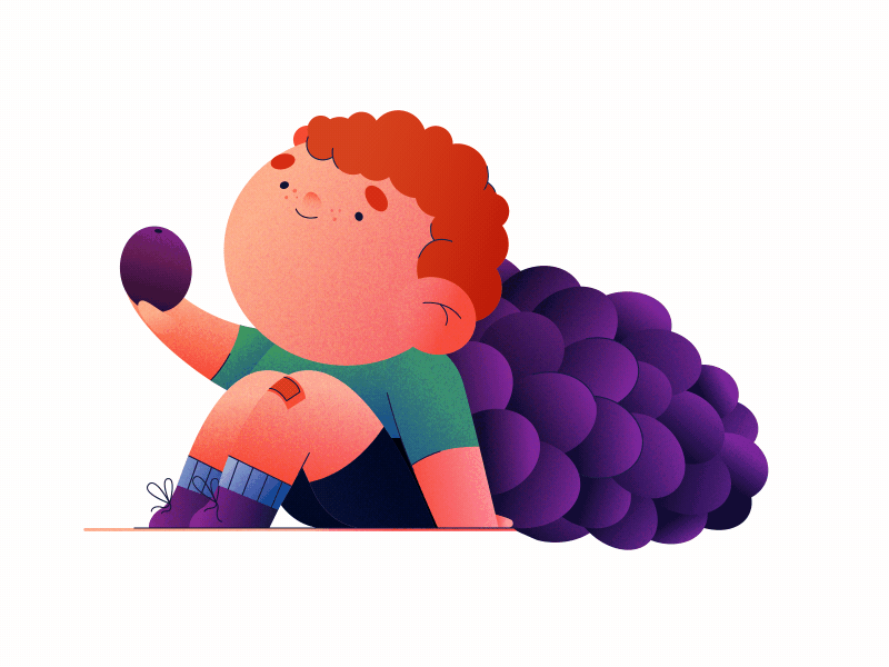 but first...grapes 2d 2d character adobe aftereffects animation art boy cartoon character character animation child design app design art flat grape kid motion design motiongraphics texture vector