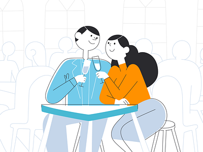 Lovely couple 2d art boy brand identity branding branding agency cartoon character color palette couple design designer drawing flat freelancer girl graphic illustration love restaurant