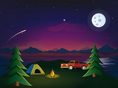 Camping adobe illustrator design flat gradient design illustration illustrator design vector