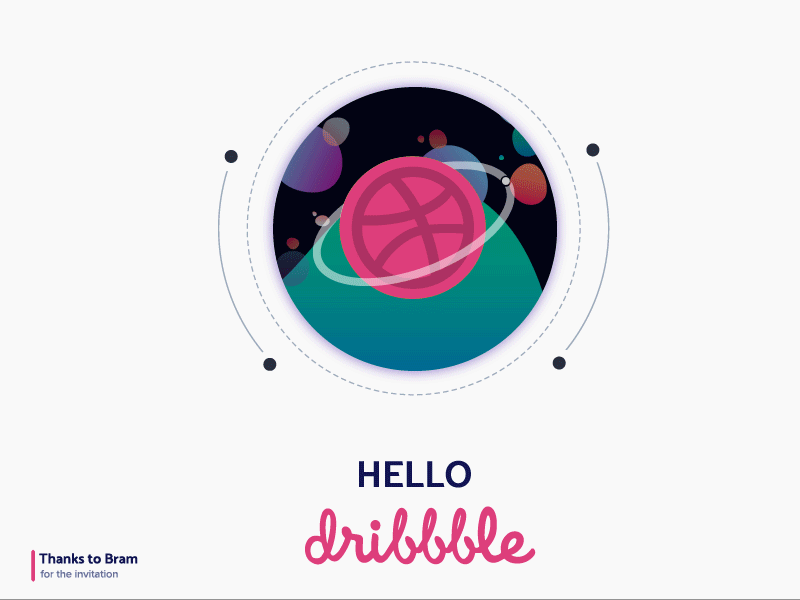 Hello Dribbble! animation debut firstshoot gradient color hello dribbble illustration space art vector