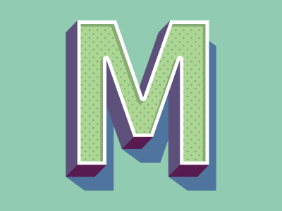 Alphabet Series - M bold depth design dots green m modern retro typography