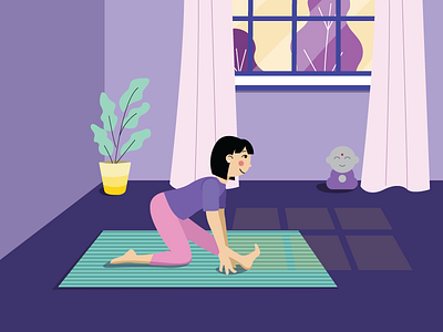 Half monkey pose body buddha character girl illustration plants pose position window woman women yoga