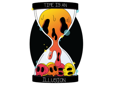 TIME IS AN ILLUSION character egg flow gif glass hair hour hour glass love skull skulls slow motion time typography ui ux woman
