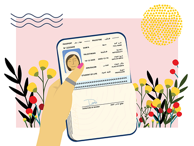 Passport bio page character flowers fly identity passport portfolio sun travel