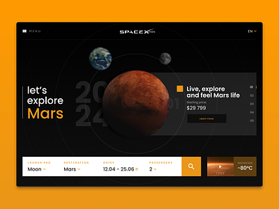 Exploring Mars Universe booking cosmo earth mars planet tourism ui ux website